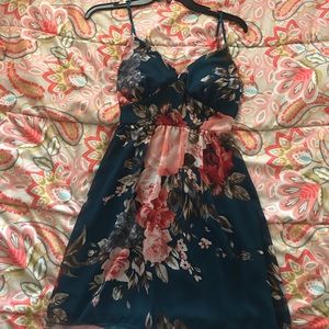 Dark green floral dress